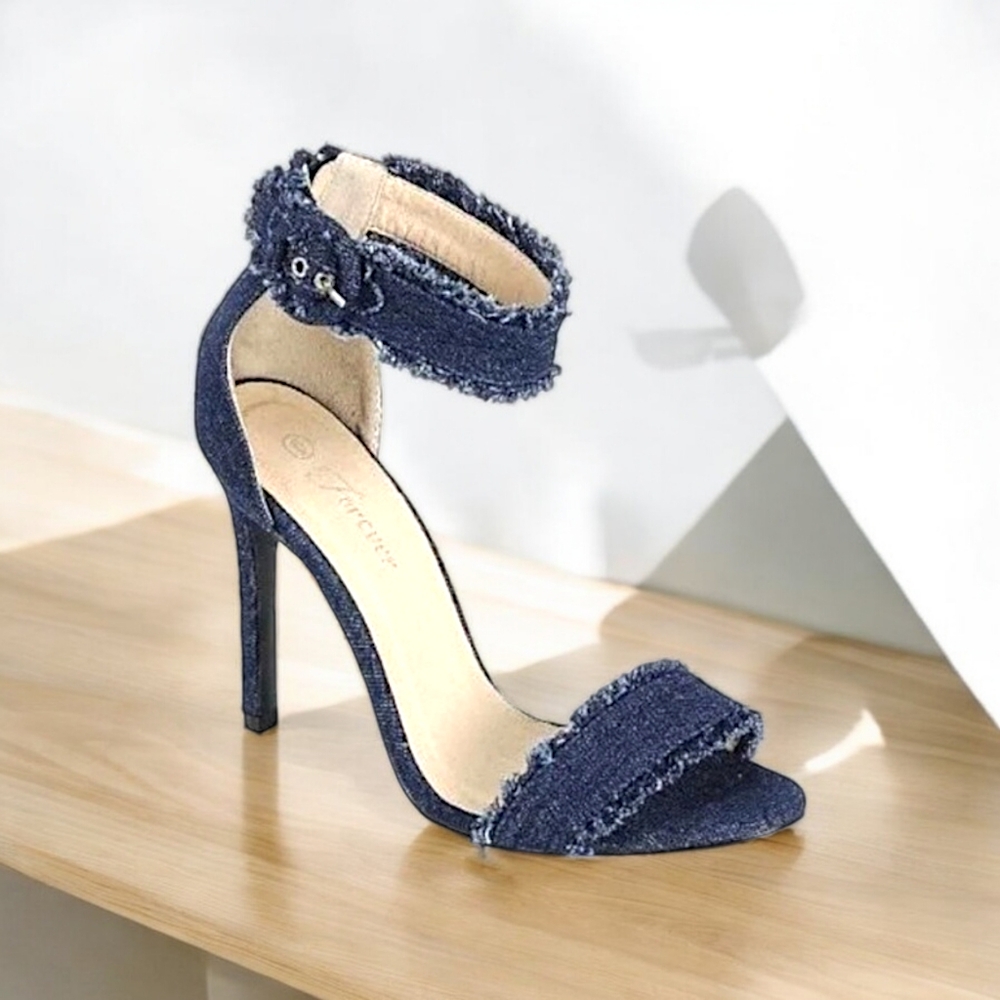 Frayed Denim Heels
